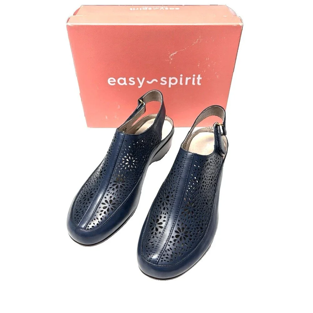 Easy Spirit Women's seDawn Slingback Block Heel Casual Dark Blue Size 8M New